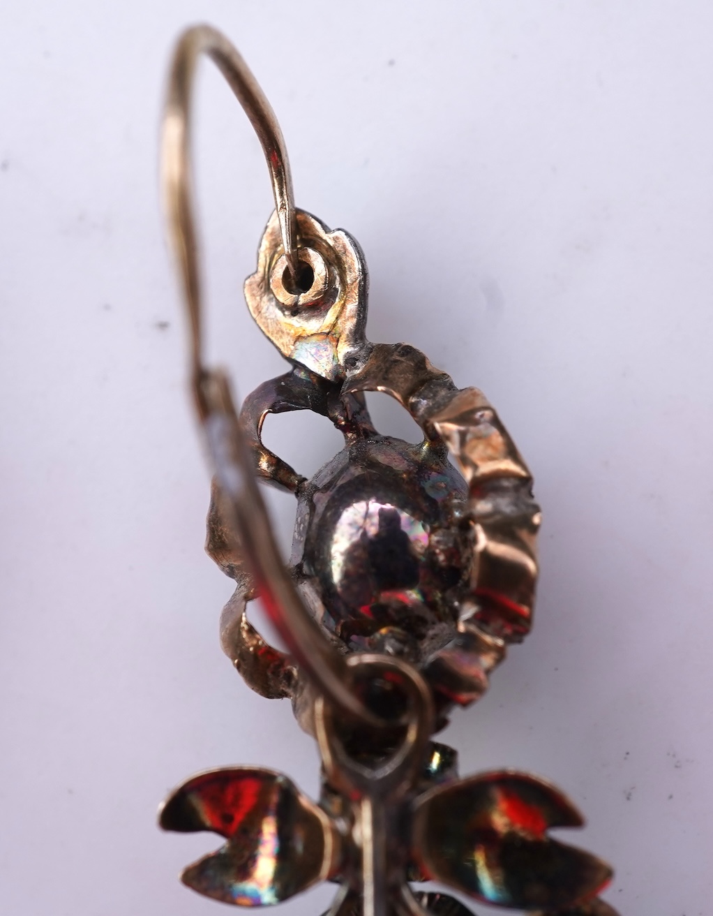 A pair of diamond earrings, probably Southern Italy, 19th century